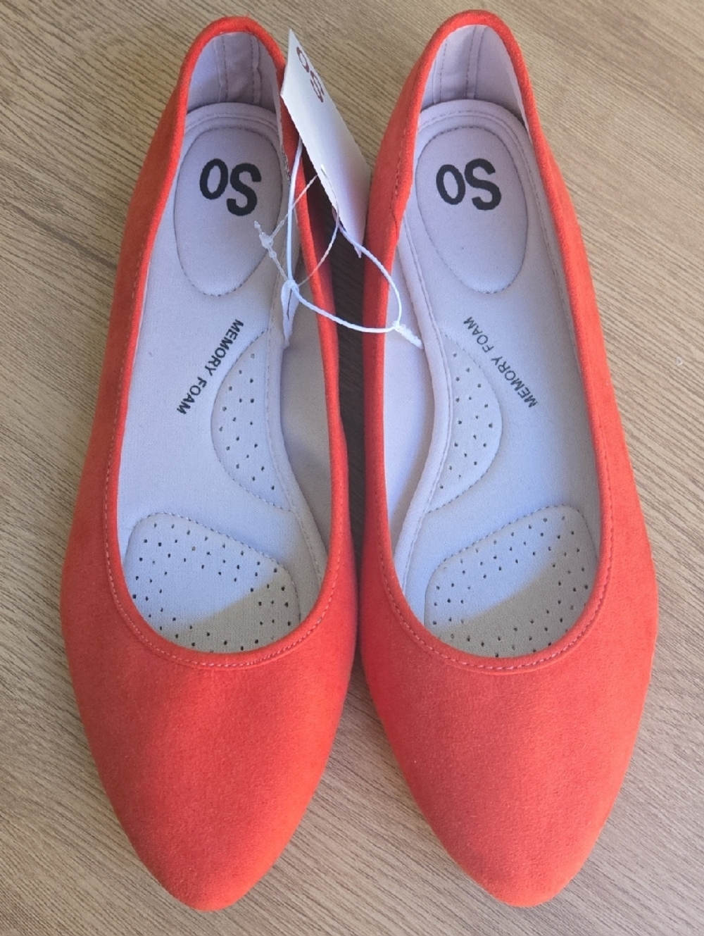 SO Bright Orange Suede Memory Foam Ballet Flats